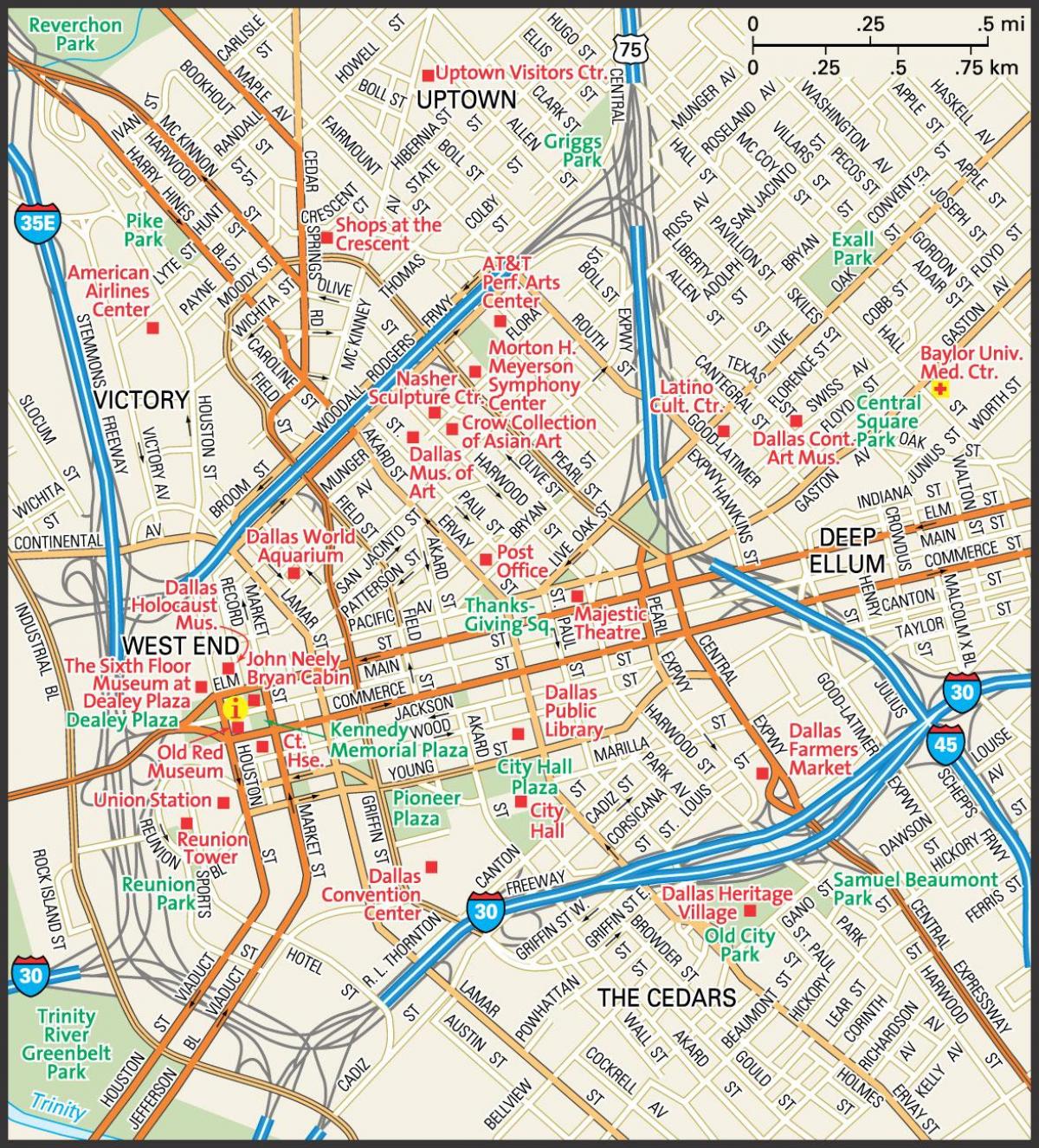 карта города Даллас улицы